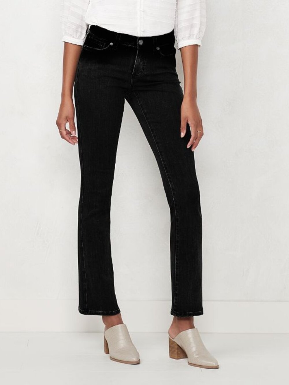 Women's LC Lauren Conrad Mid Rise Barely Bootcut Jeans - Black Rinse - 2 - NWT